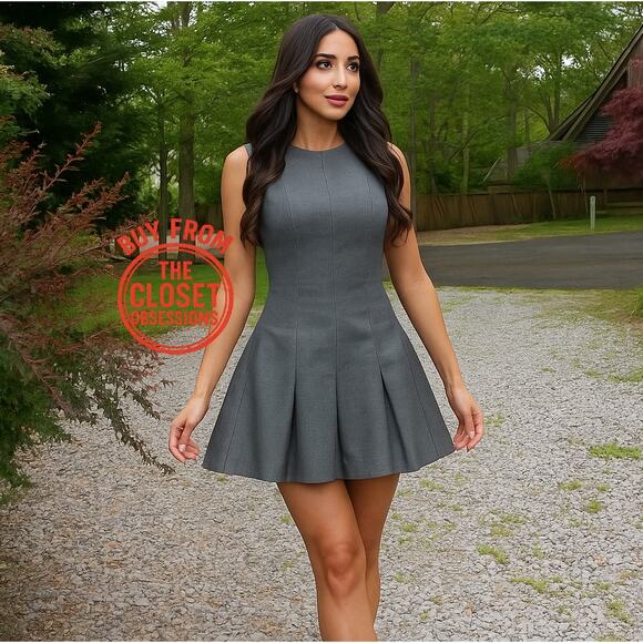 ZARA Wool-Blend Flared Hem Mini Dress NWT | Gray Fit & Flare | Size M/L - Picture 2 of 16